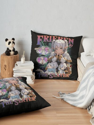 Frieren Bootleg Design Throw Pillow Official Frieren Merch