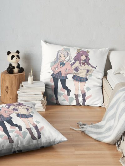 Frieren And Aura Throw Pillow Official Frieren Merch