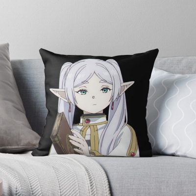 Frieren With Book Throw Pillow Official Frieren Merch