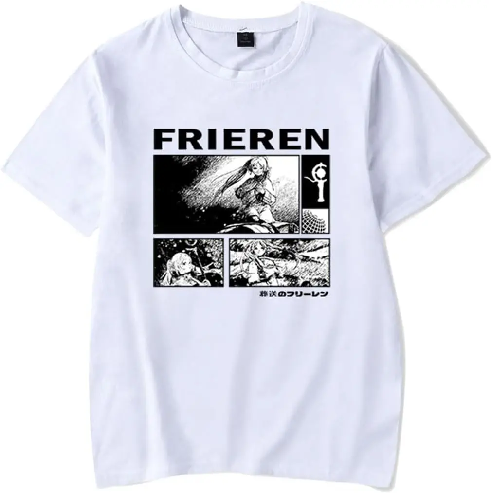 kf S4e8ea3108fee43b59dc1f4c44b479071u No Frieren Beyond Journey s End Anime Round Neck T Shirt Unisex Casual Printed Short Sleeve - Frieren Merch