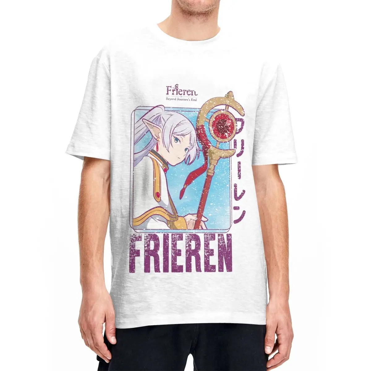 kf Sab010aa70cef4b868249a830345b07e88 Anime Frieren T Shirts for Men Women Vintage 100 Cotton Tee Shirt O Neck Short Sleeve 1 - Frieren Merch