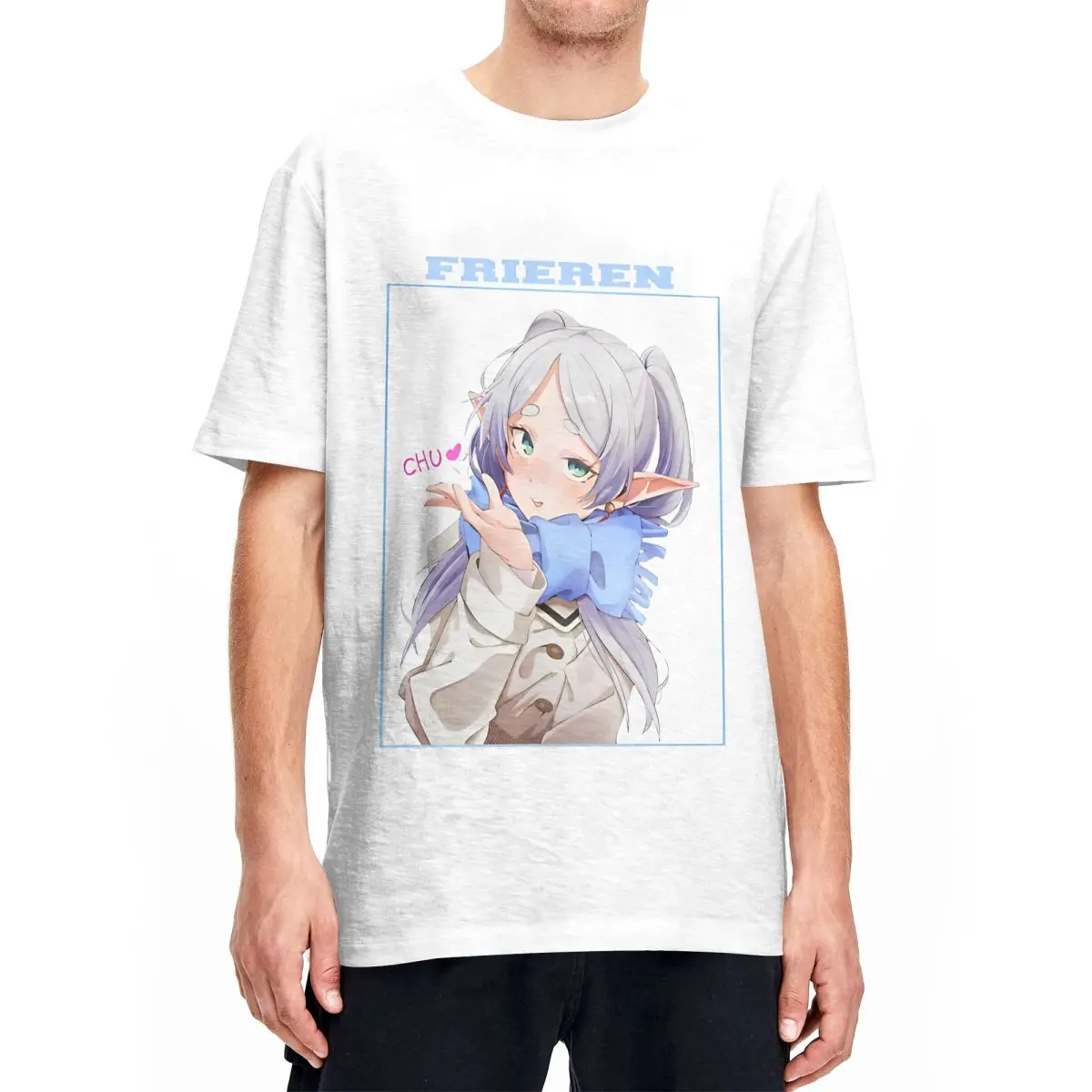 kf Se00436122ee545da8d4a7f93943ae894P Ullzang Sousou No Frieren T Shirt Men Crewneck Short Sleeve Tops Anime Cotton Summer Clothes 1 - Frieren Merch